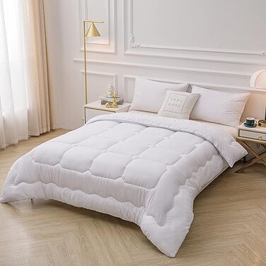 Comforter Duvet Quilt Insert Full White Down Alternative All Season Microfiber (King (220x240 cm))