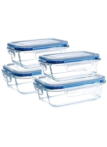 Glass Containers with BPA-Free Locking Lids - Food Storage Containers, 100% Leakproof Glass Lunch Boxes, Freezer Storage Containers with Airtight Lids - Set of 4, Glass Food Storage