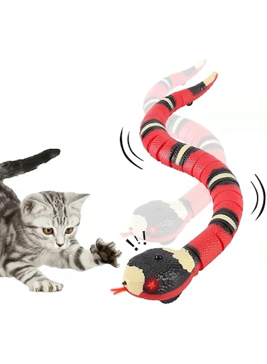 SYOSI Interactive Cat Toy Snake, Realistic Simulation Smart Sensing Snake Toy, USB Rechargeable, Toys Snake Automatically Sense Obstacles and Escape, Tricky Snake Cat Toys for Indoor Cats Dogs (Pink)