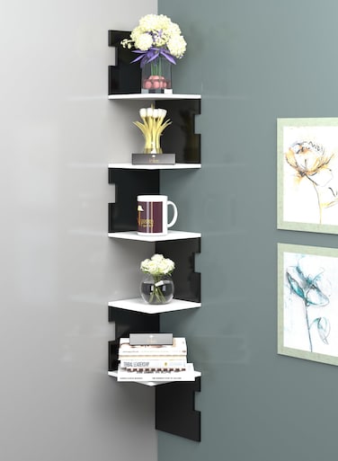 Twist Wooden Zig Zag Floating Corner Wall Shelves