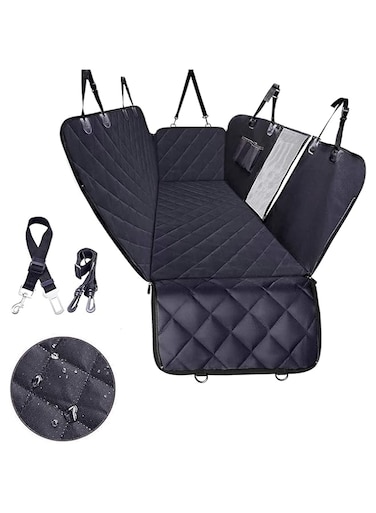 Sulfar Dog Car Seat Cover For Back Seat, Waterproof Dogs Hammock With Mesh Window And Pet Belt, Protector Cars, Trucks, Suvs, Jeep