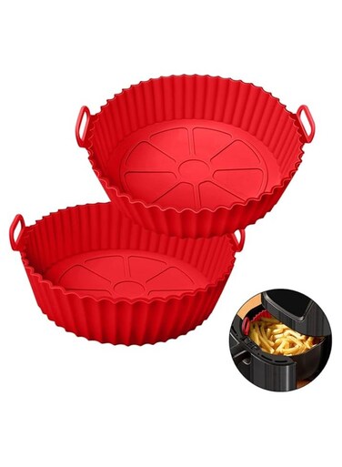20 Planet CARE EVERYDAY 2 Pcs Air Fryer Silicone Liner Non Stick Reusable Red