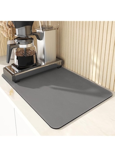 Tolenre Microfibre Dish Drying Mat, Dish Drying Mat, Super Absorbent Dish Drying Mat, Non-Slip Mat for Kitchen Countertop, Coffee Maker 40 x 30 cm (Dark Grey)