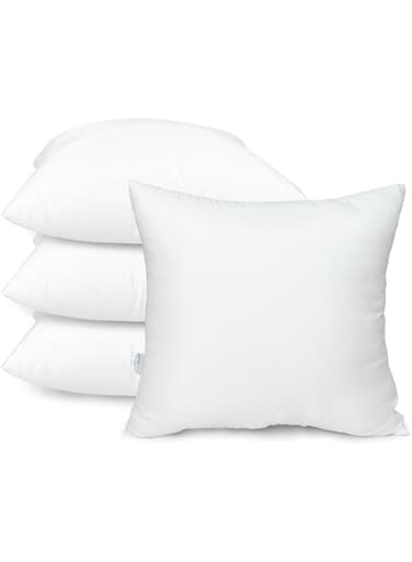 Cotton Home Casual Bedding Throw Pillows Insert Cushion Filler Outer Cover Microfiber Filling 800 grams Ultra Soft Fiber Size 60x60cm / 24x24inch Cushion Inserts Home Decor   White (Pack of 4)