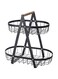 ECVV 2-Layer Round Countertop Fruit Basket Storage, Vegetable Rack Bread Display Stand for Kitchen   32*18*32cm   Black
