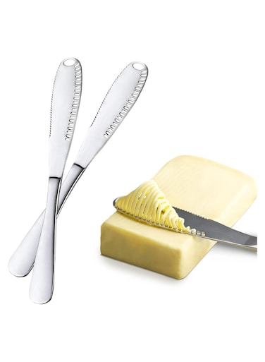 2 PCS Stainless Steel Butter Spreader Knife - 3 in 1 Multifunctional Utensil