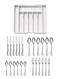 24-Piece Stainless Steel Cutlery Set with Expandable Drawer Organizer, Adjustable Utensil Tray with 8 Compartments, Dishwasher Safe Flatware Set, Black/White