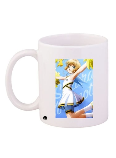 Cartoon Girl Printed Coffee Mug White/Blue/Yellow