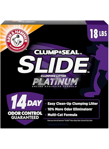Arm &amp; Hammer SLIDE Platinum Multi-Cat Easy Clean-Up Clumping Cat Litter, 14 Days of Odor Control 18 lb