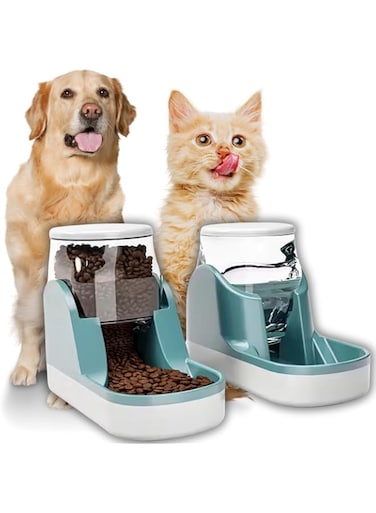 Swasto 2pack pet food and water dispenser Bundle,3.8L Capacity cat food water dispenser Pet Food feeder and water bowl, dog Feeder and Water Dispenser Set,dog food bowl