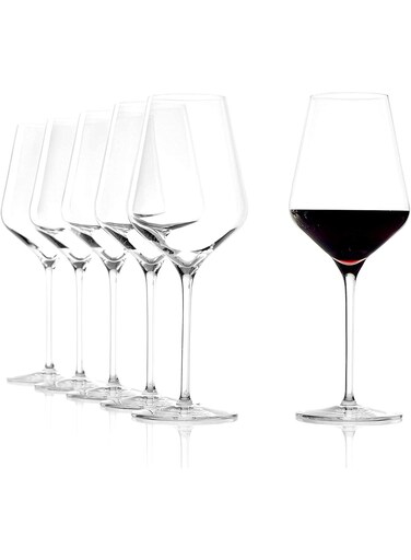 Glasses Set of 6, 320ml Clear Red/White Wine Glasses, Long Stem Wine Glasses for Party, Wedding and Home