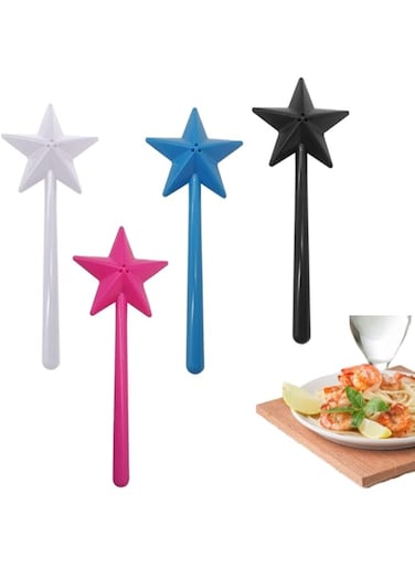 GraGra Wand Salt and Pepper Shakers, Magic Star Wand Spice Dispenser, Star Wand Sets Spice Seasoning Container, with 3 Holes Unique Flavouring Accessories for Kitchen, Restaurant, BBQ, 4Pcs