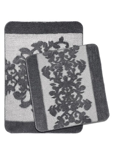 Supersoft KSCHINO 2-Piece Microfibre Bathmat set 50x70+50x50cm (Grey), Fluffy Super Absorbent, Quick Dry, Anti-fatigue, Stain Resistant, Washable, Nonslip, suitable for any room.