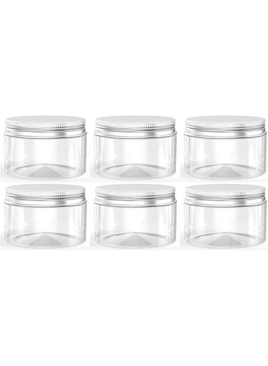 100 ml Plastic Jars with Leak-Proof Aluminum Lids   Small Round Containers for Kitchen Storage, Sauces, Liquids, Cosmetics, Creams, Jams, Pickles, Coffee, Tea, Desserts (Pack of 6)