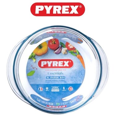Pyrex Essential Casserole Round 3L - Durable Borosilicate Glass for Versatile Cooking and Serving