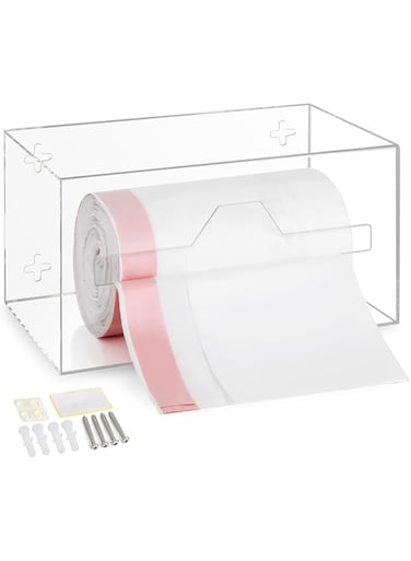 Storage Standard Trash Bag Holder Dispenser - Acrylic Trash Bag Dispenser Roll Holder, Garbage Bag Holder for Cabinet, Garbage Bag Dispenser Under Sink - Trash Bag Organizer for Home or Shops - Small
