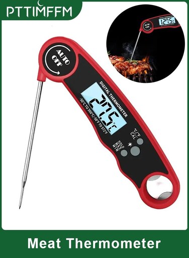Instant Read Digital Meat Thermometer, Ultra-Fast Waterproof Cooking Thermometer with Folding Probe and Backlit LCD for Grill, BBQ, Kitchen, Outdoor Use
