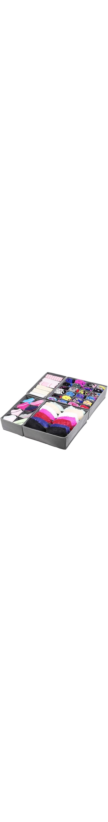 ECVV 4 Pcs Underwear Storage Organizer Divider, Foldable Storage Boxes Cabinet Closet Organizers for Clothes, Bras, Lingerie, Socks, Undies, (Gray)