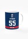 Designer Printed Coffee Mug with Heavy Duty Handle 11oz Ceramic Personalised Gift Mugs Cup [Microwave Safe &amp; Dishwasher Proof ] - Cricket Player - Ben Stokes, Jersey Number - 55 (With Logo)