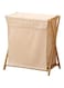 Sulfar Bamboo Laundry Hamper Sorter Cart, Portable and Collapsible Folding Clothes Laundry Basket Storage with Removable Liner Bag, X Frame, Bamboo Laundry Organizer Cabinet for Bathroom (01)