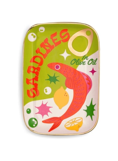 ban.do Novelty Trinket Tray, Ceramic Jewelry Dish, Small Decorative Tray for Keys or Decor, Cute Catchall Tray, Sardines