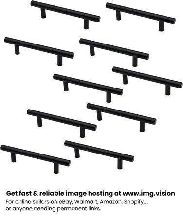 First Pro 10-Pack Matte Black Cabinet Handles &amp; Drawer Pulls, Zinc Alloy, 150mm, Kitchen Wardrobe Knobs, 96mm Center