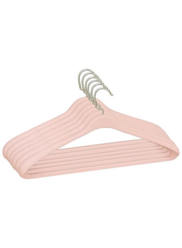 Heavy-Duty Plastic &amp; Steel Hangers, 6 Pack Wardrobe Organiser &acirc;&euro;&ldquo; Non-Slip Clothes Hangers with 360&Acirc;&deg; Rotating Hook, Durable Coat &amp; Dress Hangers for Closet, Bedroom, Laundry Room (Rose Gold)