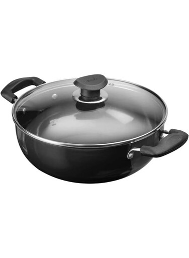 Hard Anodized Deep Kadai with Glass Lid- 24 cm, 3.1 Ltr Non - Induction