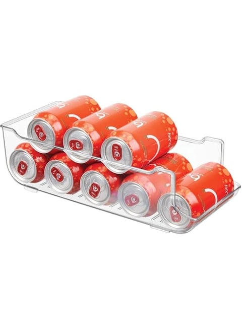 4basix Can Drink Dispenser Organizer for Refrigerator, Can Organizer for Fridge, Refrigerator Organizer Bins for up to Nine Beverage Canned Food Container, Clear