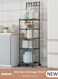 5-Tier Shelves Organizer Rack,Kitchen Storage Shelf Organizer with Top Hooks, Movable Multifunctional Storage Rack, for Laundry Bathroom Kitchen Garage Pantry Organization