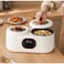 Dual Pot Electric Multi Cooker, White with Rose Gold Accents, 2L Capacity, 1000W, Digital Control Panel, Ceramic Cooking Pots