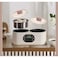 Dual Pot Electric Multi Cooker, White with Rose Gold Accents, 2L Capacity, 1000W, Digital Control Panel, Ceramic Cooking Pots