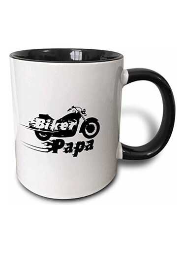 Biker Papa Printed Mug Black/White