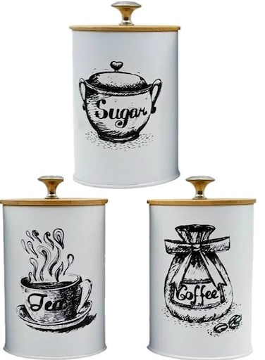 Coffee Sugar Tea Storage Jar Set Of 3 Multifunctional SealEasy To Use Clean Suitable For Grounds Coffee, Beans, Sugar&acirc;&euro;&lsaquo;(25 Oz)