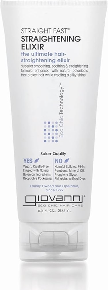 Giovanni Straight Fast, Hair Straightening Elixir, Smooths &amp; Tames Frizz, 200ml