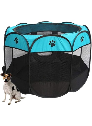 NC Portable Cat Dog Crate Foldable Pet Playpen Indoor-Outdoor Pop Up Exercise Kennel Pet Tent Puppy Collapsible Travel Bowl Use with Water Resistant and Removable Shade Cover for Dog Cat Rabbit Pet S