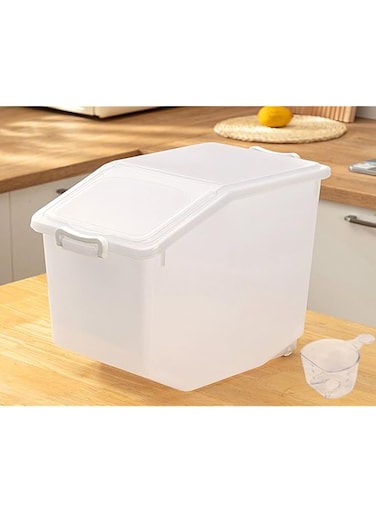 Premify Rice Storage Container 10kg - Food Storage Container with Lid, BPA Free Plastic Large Cereal Sotrage Box, Multifunctional containers for kitchen food with Measuring Cup