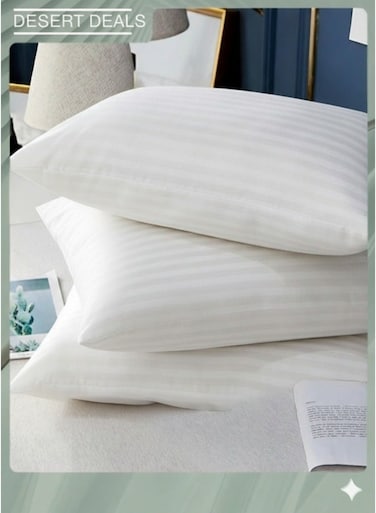 Sound Sleep Hotel Hypoallergenic Soft Bed Gel Extra Fiber Stripped Pillow Set For Side And Back Includes 3xPillow 50x70