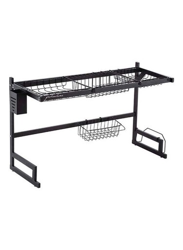Multi Layer Kitchen Sink Drain Board Rack Black 34x65x89cm