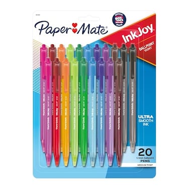 Paper Mate Inkjoy 100Rt Retractable Ballpoint Pens, Stocking Stuffers, Medium Point (1.0Mm), Assorted, 20 Count