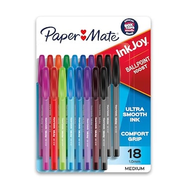 أقلام حبر جاف Paper Mate Inkjoy 100St، رأس متوسط ​​(1.0 مم)، متنوعة، 18 قلمًا