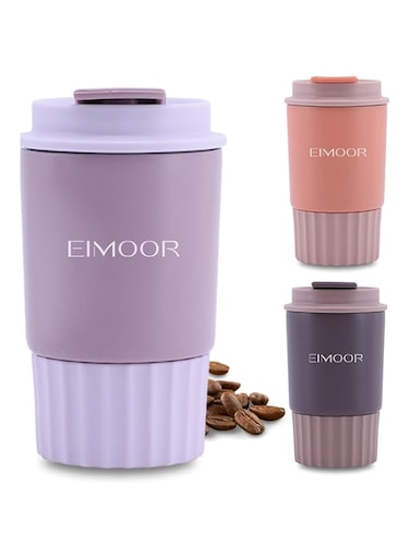 EIMOOR 350ml Coffee Cup - Stainless Steel Insulated Travel Coffee Cup, Thermal Car Cup for Hot &amp; Cold Beverages, Portable Tea Cup with Leak-Proof Design and Long-lasting Heat Retention (Lavender)