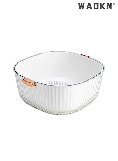 Kitchen Drainer Basket - Practical Household Fruit Bowl for Living Room, Simple and High-End Aesthetic Design, Durable Plastic Colander for Washing and Draining Vegetables and Fruits