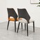 Modern Dining Chair,Upholstered Faux Leather,Black Metal Leg,Home Office Cafe(Orange)