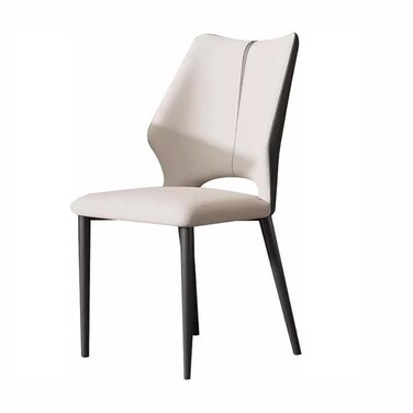 Modern Dining Chair,Upholstered Faux Leather,Black Metal Leg,Home Office Cafe(Light Gray)