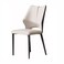 Modern Dining Chair,Upholstered Faux Leather,Black Metal Leg,Home Office Cafe(Light Gray)