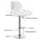 PU Leather Bar Stool,Adjustable Height,Matte Black Base.For Kitchen Home Bar Caf&eacute; Counter(White 1 Pc)