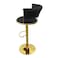 Modern Velvet Bar Stool,Gold Metal Frame,Adjustable Height,Elegant Kitchen Counter Chair(Black)