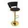 Modern Velvet Bar Stool,Gold Metal Frame,Adjustable Height,Elegant Kitchen Counter Chair(Black)