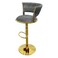 Modern Velvet Bar Stool,Gold Metal Frame,Adjustable Height,Elegant Kitchen Counter Chair(Gray)